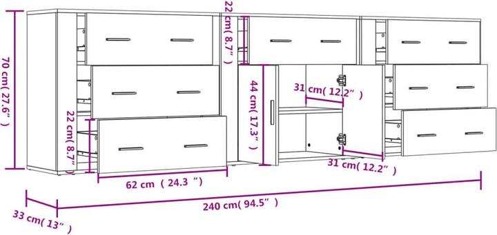 Image du produit vidaXL Sideboard (33 x 240 x 70 cm)