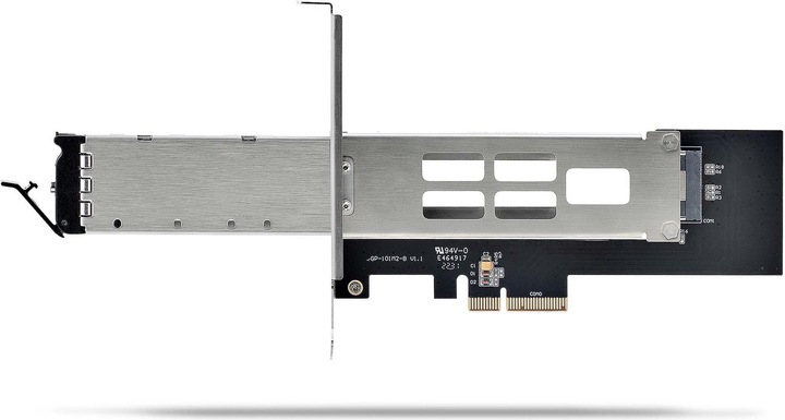 Actual product image StarTech com TR-M2-REMOVABLE-PCIE, Storage drive tray, PCI Express 4.0, M.2, Black, Silver, 64 Gbit/