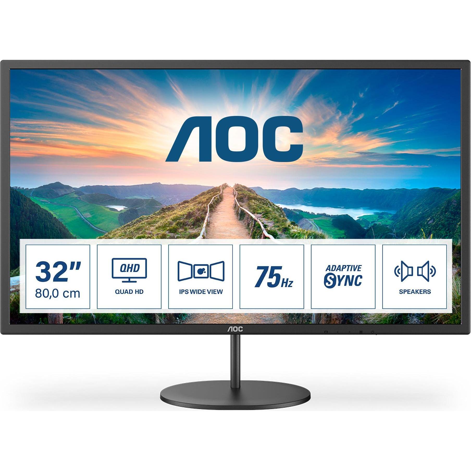 AOC Q32V4 (2560 x 1440 Pixel, 31.50"), Monitor, Schwarz