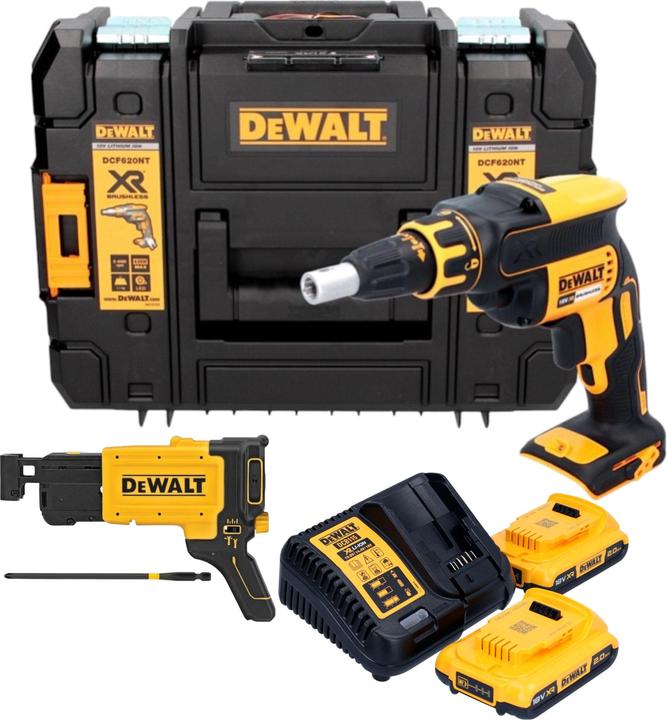 Actual product image DeWalt DCF 620 D2T Cordless drywall screwdriver 18 V 30 Nm brushless + 2x rechargeable battery 2.0 Ah + (Rechargeable battery operated)