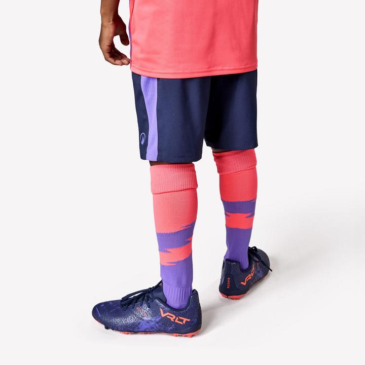 Produktbild Kipsta Kinder Fussball Shorts - Viralto Kids blau/lila Streifen (122)