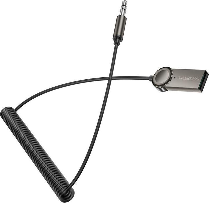 Actual product image Borofone - Cable Audio Receiver Peaceful (BC56) - Bluetooth V5.0 Adapter, Jack 3.5mm - Metal Gray (Receiver)