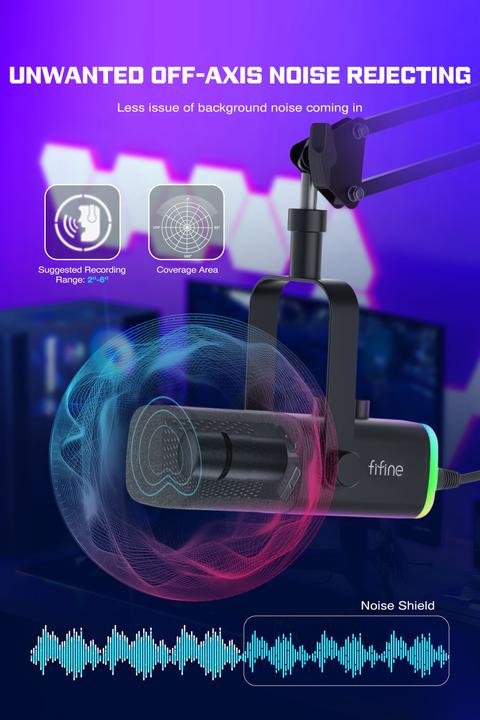 Produktbild Fifine AM8T Kondenser Mikrofon 3.5mm inkl. Mikrofonarm