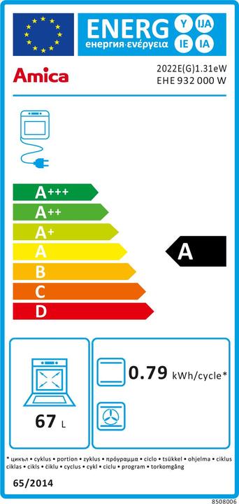 Energie-Label Amica FineDesign K4.1 EHE 932 000 W ws
