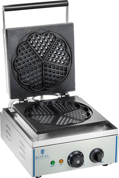 Actual product image Royal Catering Waffle Maker - 1500 Watts - Heart-Shaped