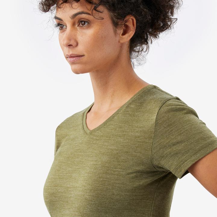 Actual product image Forclaz Merinoshirt Damen kurzarm - Merino Fresh khaki (XS)