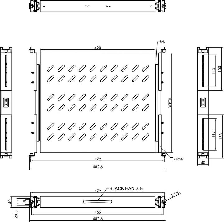 Produktbild Value 19"-Fachboden, 1HE, ausziehbar, T <= 800mm