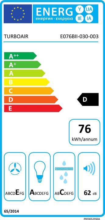 Energy Label Turboair STANDARD H6 IX/BL/A (Wall hood)