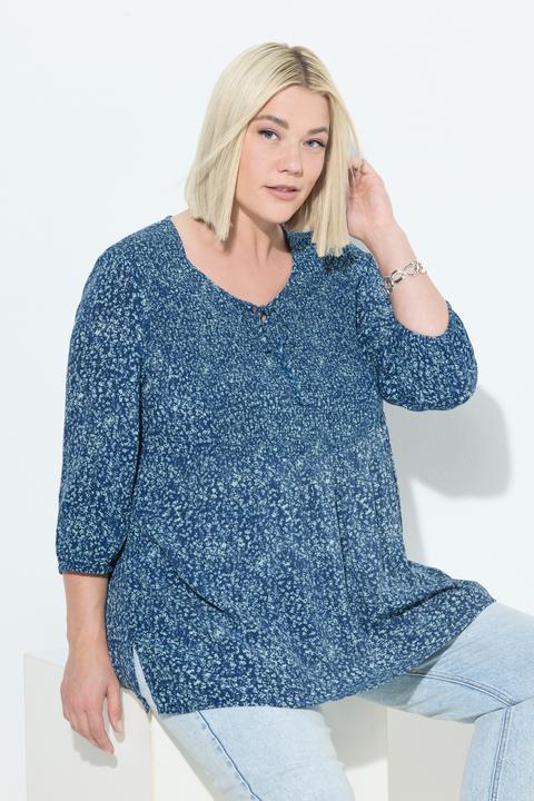 Produktbild Ulla Popken Smokbluse, Punkte, A-Linie, Rundhals, 3/4-Arm (50, 52)