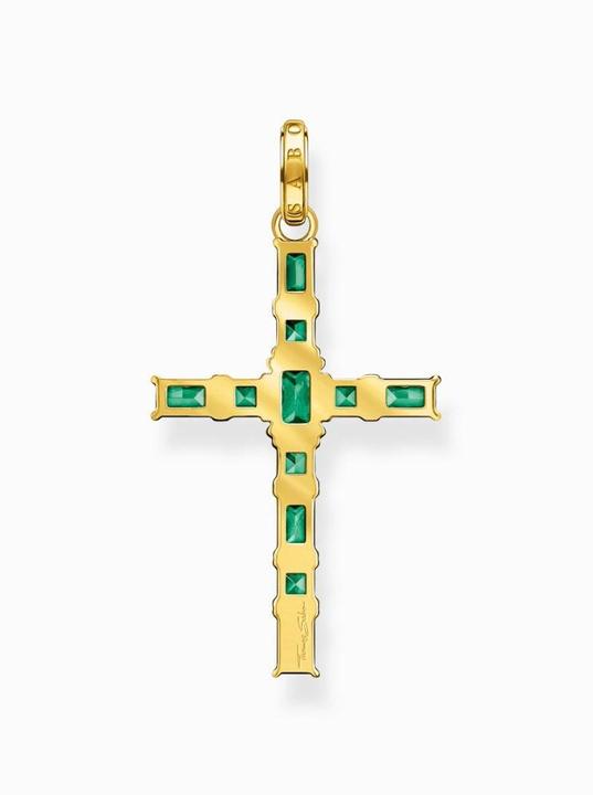 Produktbild Thomas Sabo Anhänger Kreuz grüne Steine gold (925er Silber)