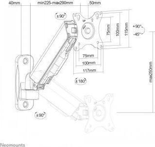 Image du produit Neomounts WAH 1TFT 2Articulation Max.9 (Mur, 32", 9 kg)