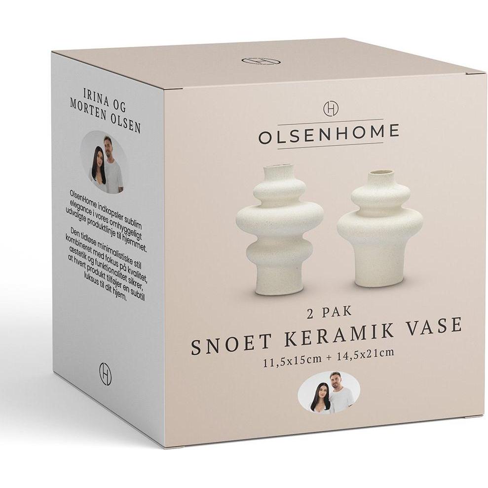 Thumbnail - Konjac Sponge, Vase, Twisted ceramic vase - White - 14.5x21 cm and 11.5x15 cm - 2 pack (2 x)