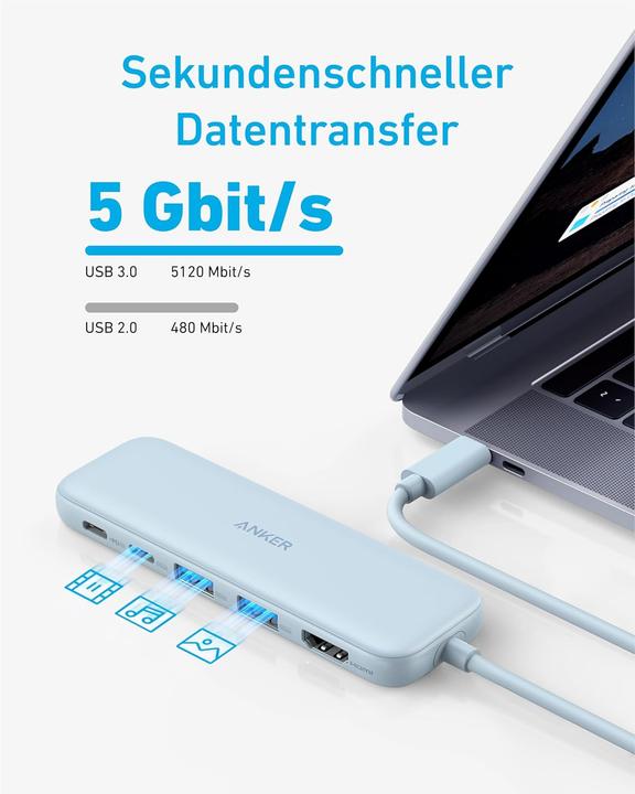 Image du produit Anker USB-C Hub mit 4K HDMI und 5Gbps Datenanschluss (USB-C, 4 ports)