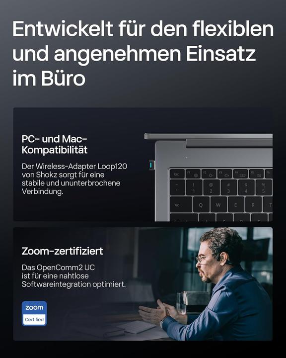 Immagine prodotto Shokz OpenComm2 UC Knochenschall-Headset (Senza fili)