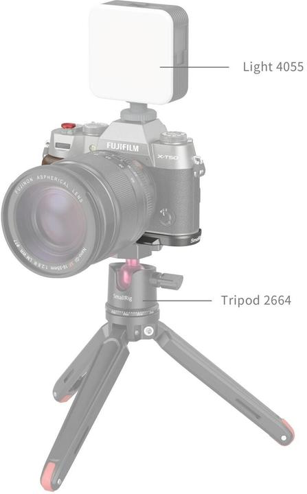 Image du produit SmallRig 4736 Poignée en bois en forme de L pour X T50 (Charcoal Silver) (Poignée)