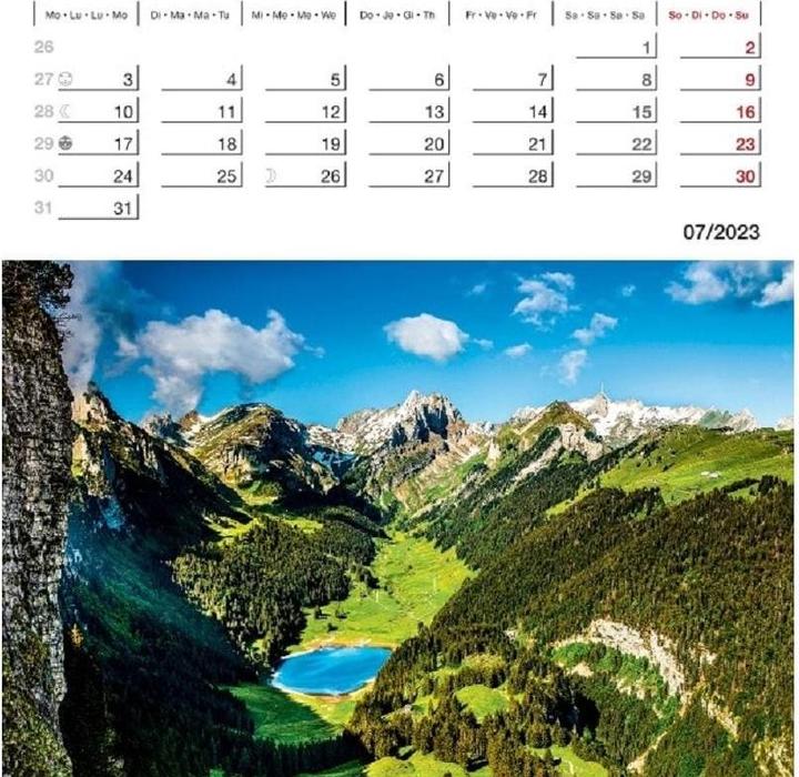 Actual product image Calendar Nature Switzerland 2023 16 x 17 cm (24 x 34 cm)