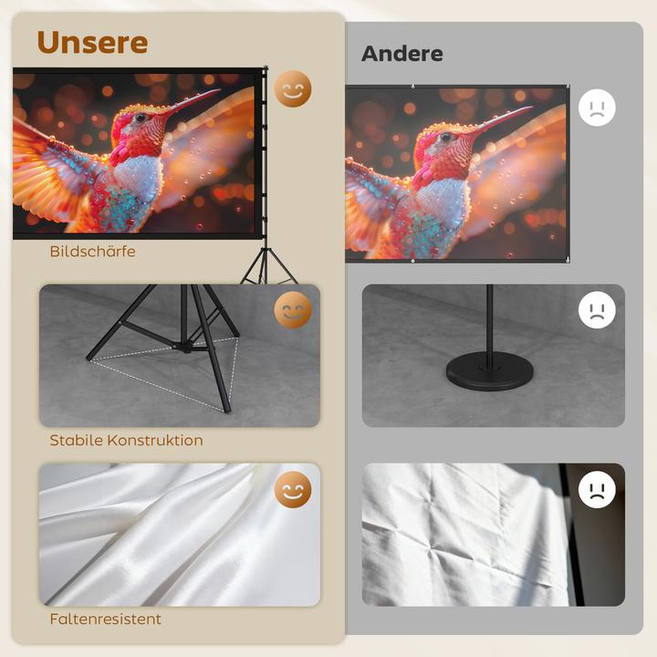 Actual product image Homcom Projektor-Leinwand Polyester, Aluminium Schwarz (120", 16:9)