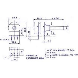 OMEG Potmeter Stereo Lin 220k, Widerstand