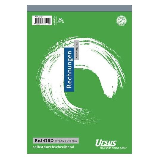 Format Rechnungs-Formularbuch Ursus DIN A5 hoch SD 2 x 40 Blatt (80x) (Re 542 SD)