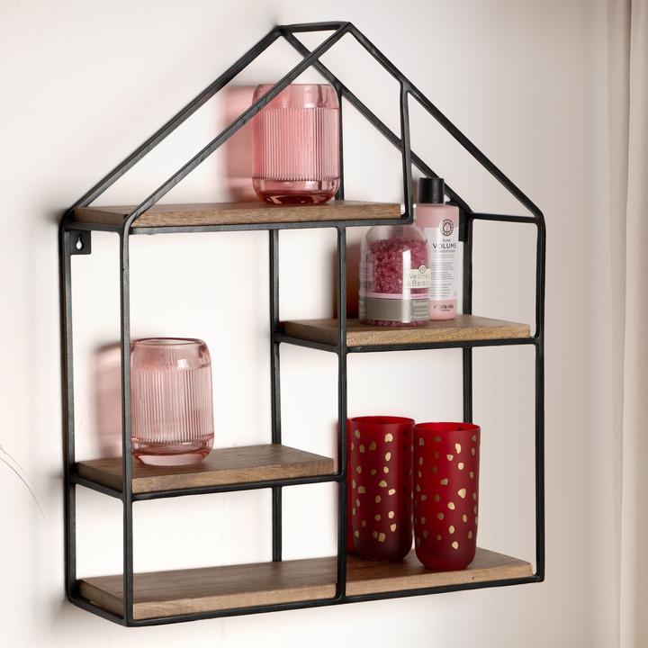 Actual product image FineBuy Wall Shelf FB92219 Metal Black (50 x 60 x 14 cm)