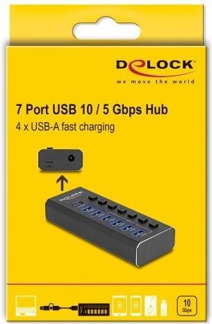 Actual product image Delock 7 Port USB Hub mit 3 Ports 10 Gbps und 4 Schnellladep (USB-A, USB-C, 7 ports)