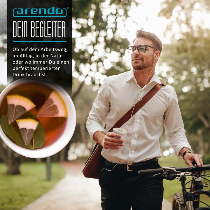 Produktbild Arendo Thermobecher 350 ml, Thermal Mug, Kaffee to go Becher mit Deckel aus Edelstahl 0,3 L, Edelstahl (0.35 l)