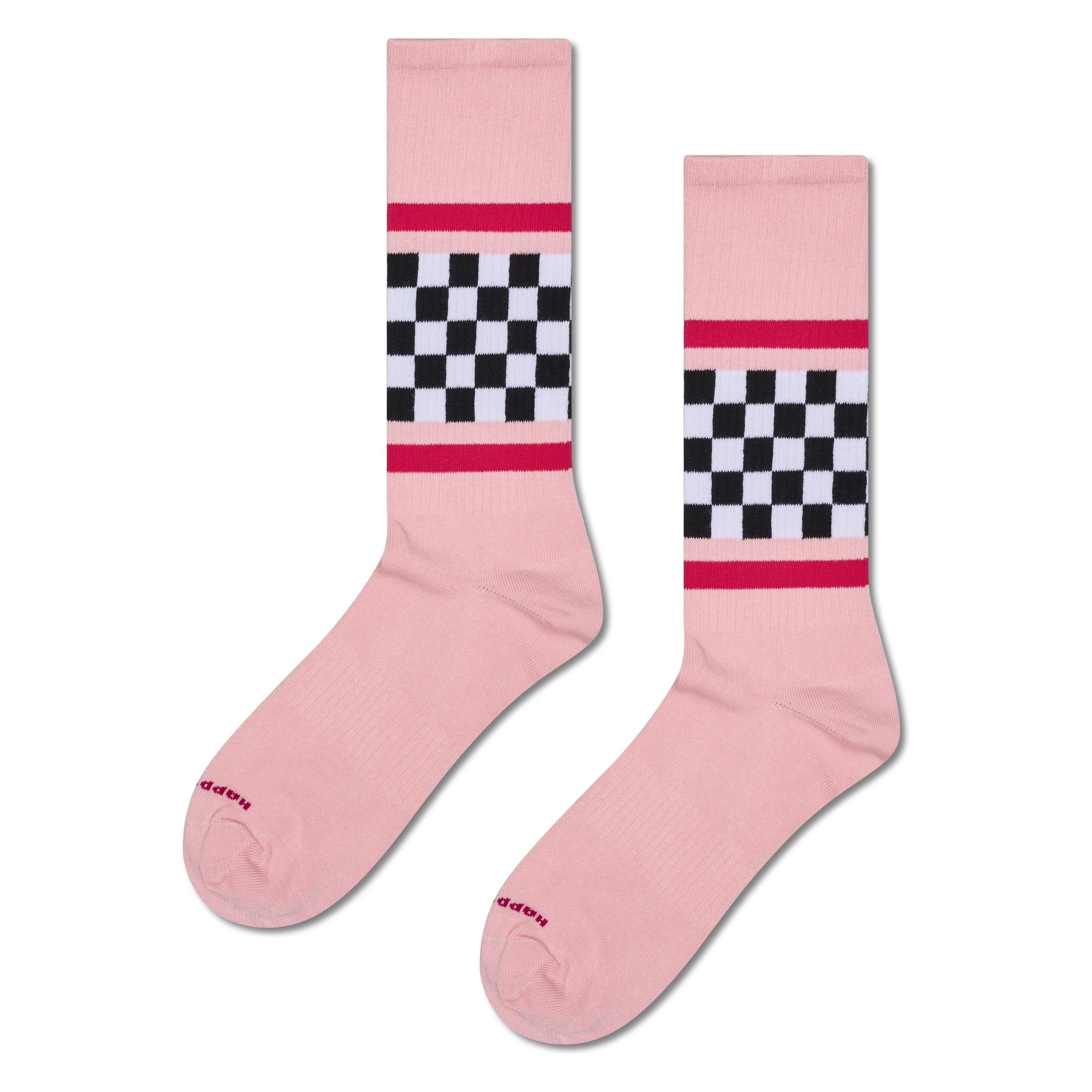 Happy Socks, Damen, Socken, Checked Stripe Sneaker Sock, Rosa, (Einzelpack, 36 - 40)