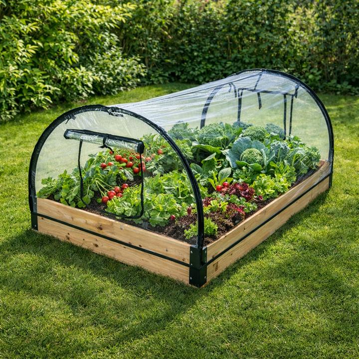 Produktbild Mojawo Frühbeet Gewächshaus mit Holzrahmen Treibhaus PVC und Holz 120x80x50cm