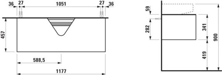 Produktbild Laufen Sonar Schubladenelement, 1 Schublade, passend zu Waschtisch H816341, H816342, Ausschnitt mitt