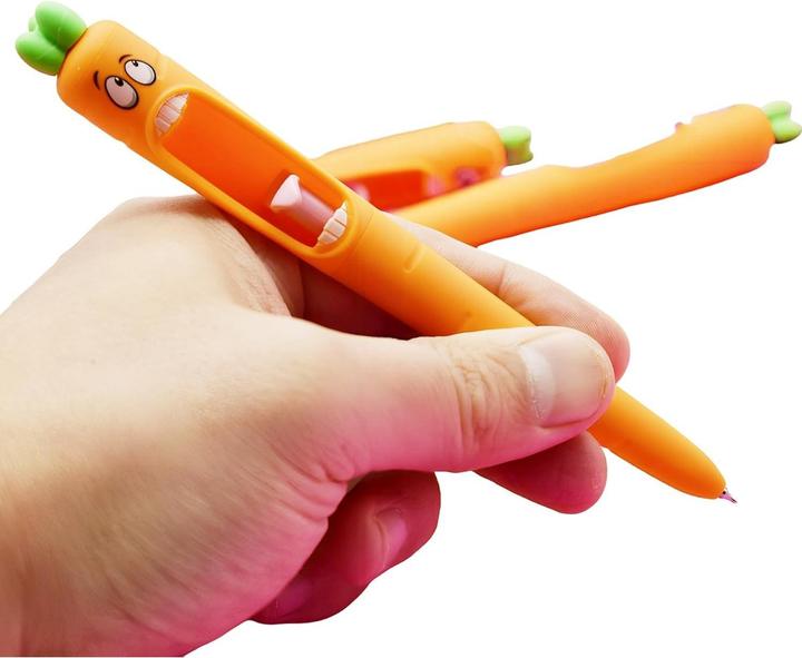 Produktbild The Toy Company 4er-Set Karotten Gelstifte – Lustige Kugelschreiber 0,5 mm (4x)