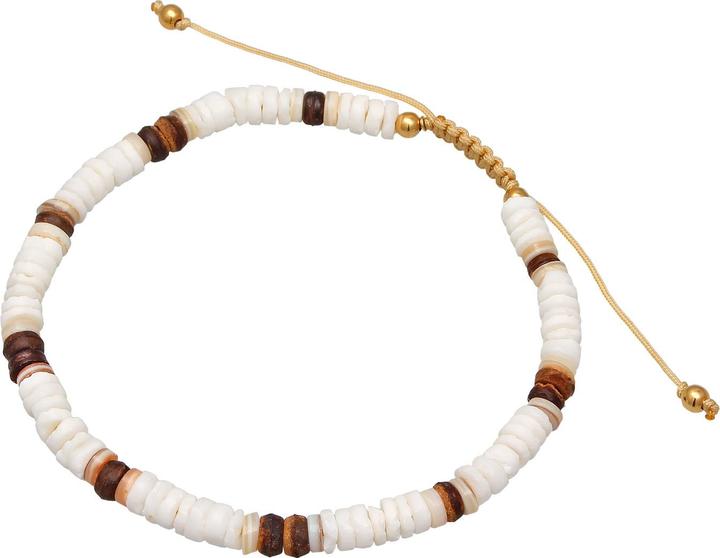Produktbild Elli Fussschmuck Muschel Kokosnuss Holz Perlen 925 Silber (Muschel, 925 Sterling Silber vergoldet, Nylon, No Stein, 22 cm)