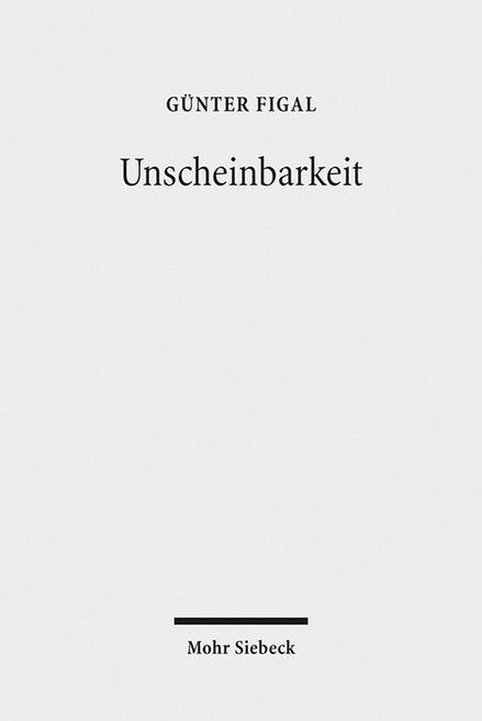 Produktbild Unscheinbarkeit (Günter Figal, 2016)