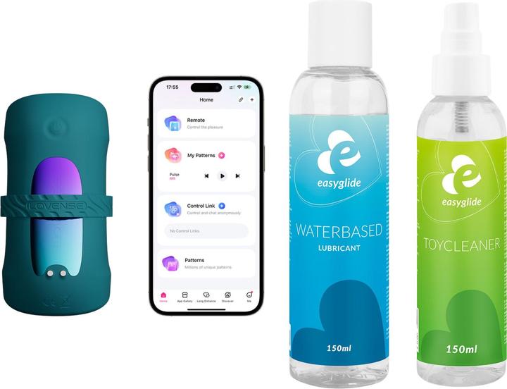 Actual product image Lovense Gush 2 Automatische Mastrubators Bundel met Easyglide Glijmiddel en Toycleaner - 150 ml