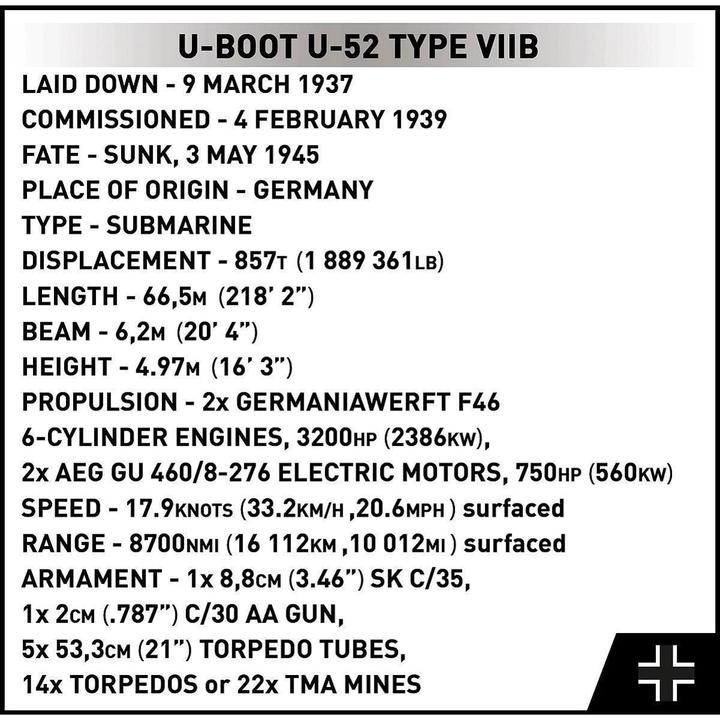 Produktbild Cobi U-Boot U-52 (Type VIIB)