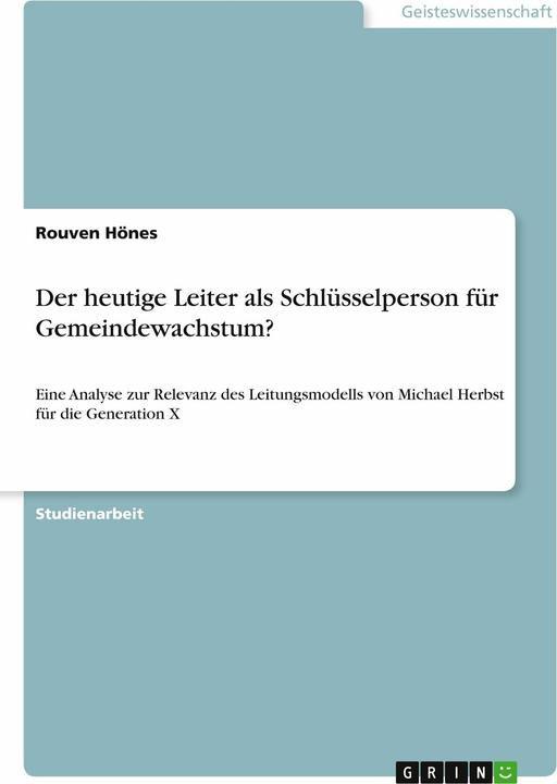 Produktbild Der heutige Leiter als Schlüsselperson für Gemeindewachstum? (Deutsch, 2011)