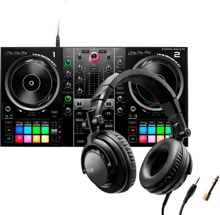 Hercules DJ Control Inpulse 500 – 2-Kanal USB-DJ-Controller + HDP DJ45 Kopfhörer