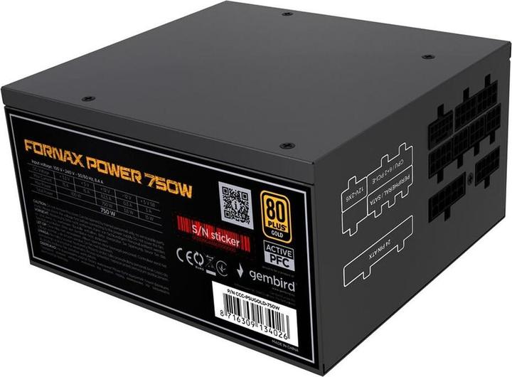 Produktbild Gembird CCC-PSUGOLD-750W Netzteil Fornax Power 750W aktiv PFC 12cm Lüfter 80+Gold (750 W)