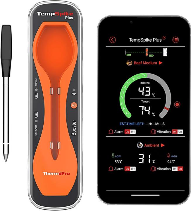 ThermoPro Kabelloses Fleischthermometer TempSpike Plus mit Bluetooth-App