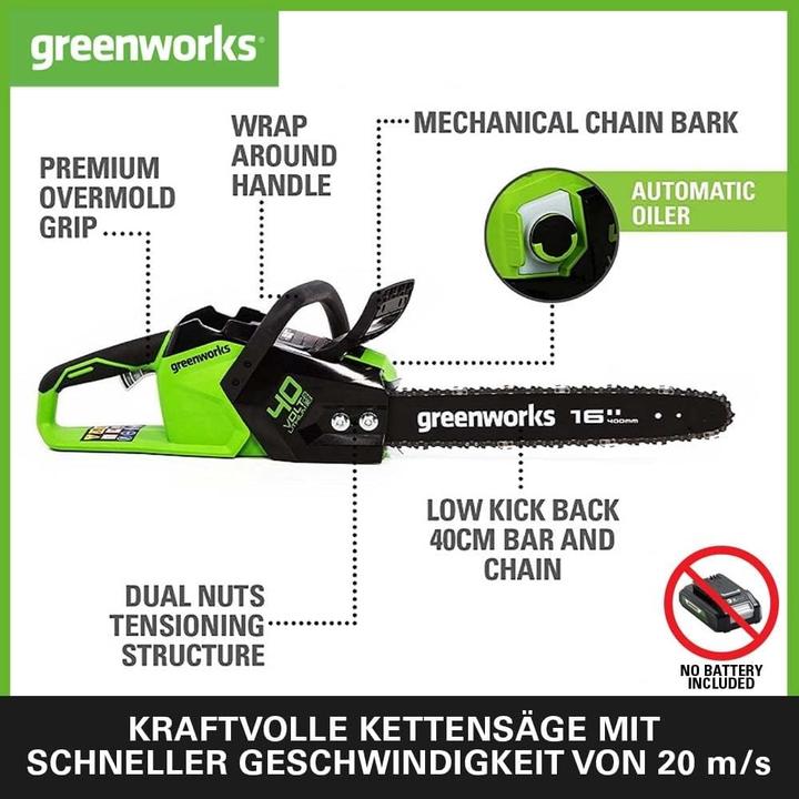 Image du produit Greenworks Piła łańcuchowa GD40CS18 40 V 40 cm (Tronçonneuse à batterie)