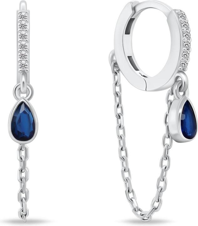 Image du produit Brilio Silver - Boucles d'oreilles rondes originales avec une chaîne EA880W