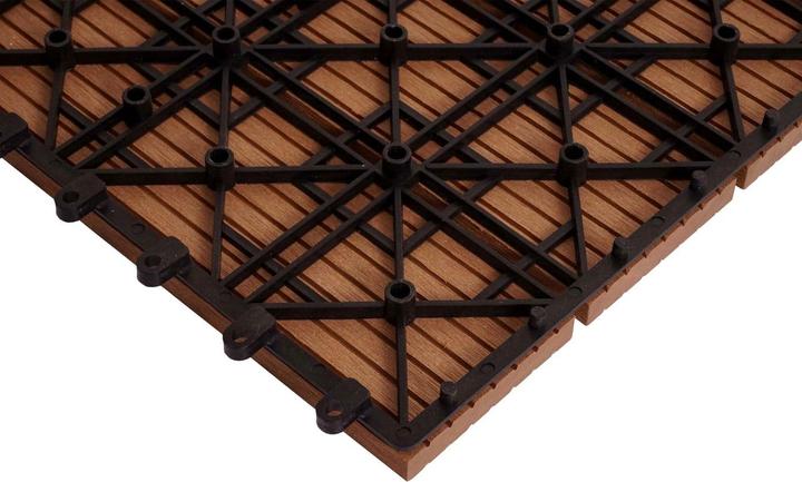 Image du produit Swisshandel24 WPC Carrelage d'angle Rhône + bordure, aspect bois terrasse, 30x30cm Premium Angle gauche, teck (1 x, 30 x 30 cm)