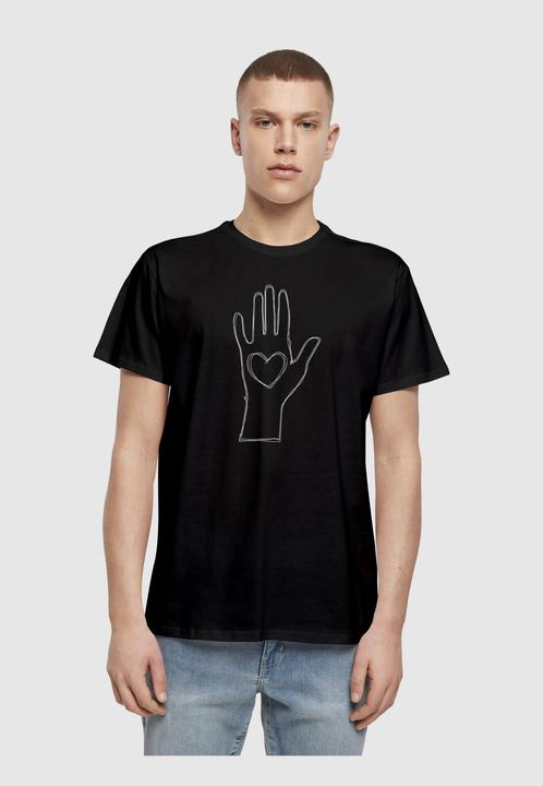 Produktbild Merchcode Peace - Scribble Hand Heart Black Basic T-Shirt - 112451 (L)