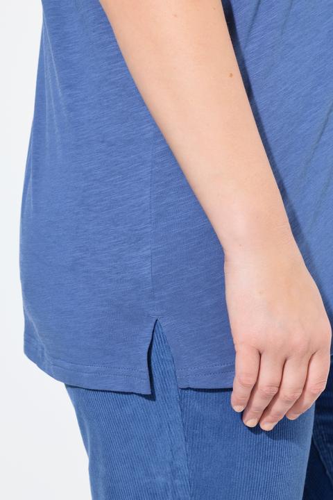 Image du produit Ulla Popken T-shirt en coton bio, motif fleur devant et derrière, décolleté en V et manches courtes (56)