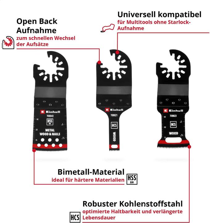 Produktbild Einhell Multitool-Set, 708103, Holz/Metall, 3-teilig