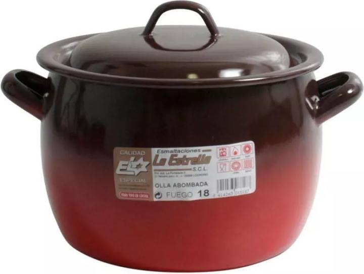 Esmaltaciones La Estrella Gewölbter Topf mit Deckel 18cm 4l Feuer (Kochtopf, Stahl, 18 x 15.19 cm)