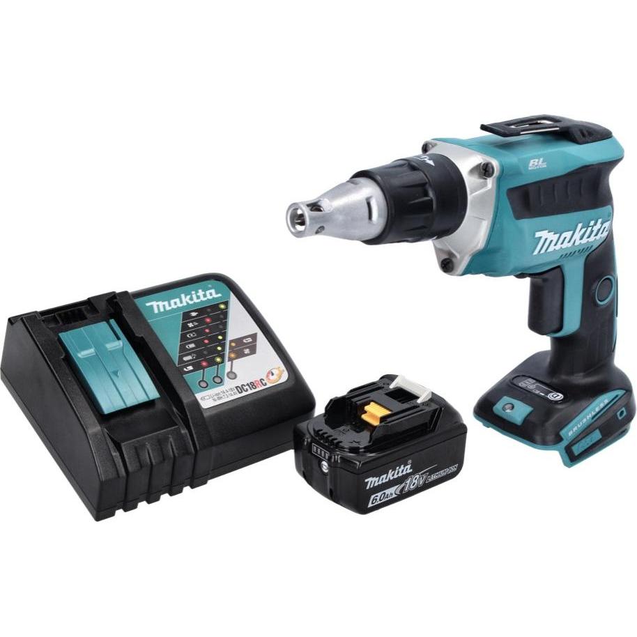 Thumbnail - Makita, Bohrmaschine + Akkuschrauber, DFS 452 RG1 Akku Schnellbauschrauber 18 V Brushless + 1x Akku 6,0 Ah + Ladegerät (...