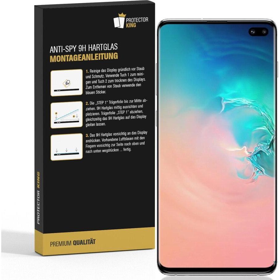 Thumbnail - Protectorking 1x Echtes Tempered 9H Panzerhartglas Blickschutz (1 Stück, Samsung Galaxy S10+), Smartphone Schutzfolie