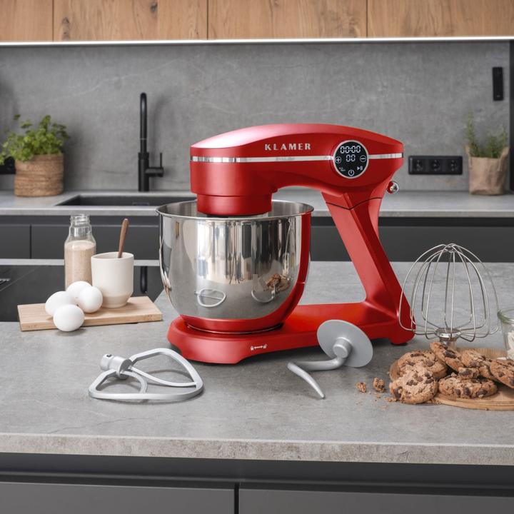 Produktbild KLAMER Küchenmaschine, Knetmaschine mit 6 Liter Edelstahl Schüssel (1800 W)