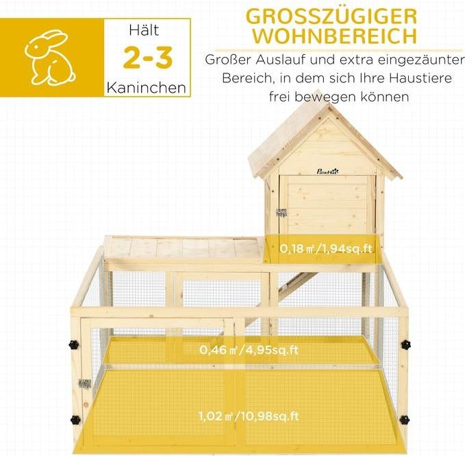 Produktbild Swisshandel24 Kaninchenstall, 1 Rampe, 1 Nistkasten, 1 Bodenwanne, 151,5x106x97cm