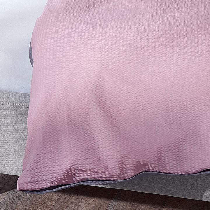 Produktbild Janine Soft-Seersucker Uni Wendebettwäsche kreiderose/titan (Duvetbezug, 155x220 cm + 80x80 cm)